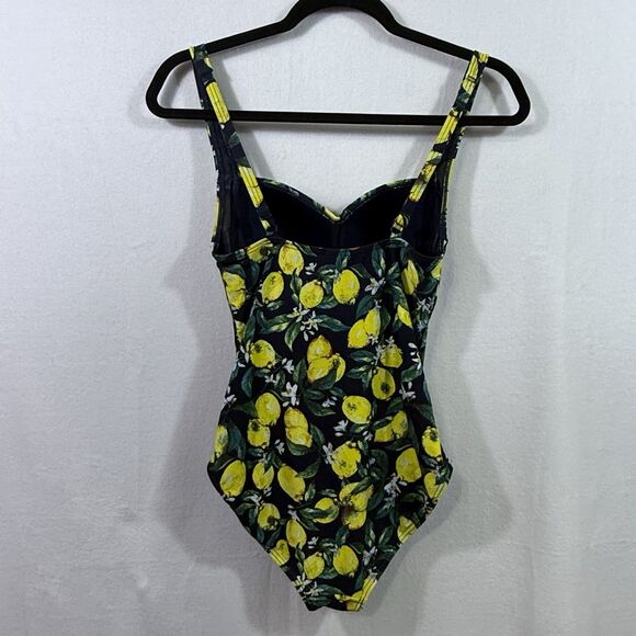 NipTuck Navy Lemon Citrus Built-in Padded Bra One-Piece Swimsuit Size 6 Slimming - Picture 2 of 13